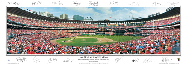 MO-182 Cardinals Last Pitch at Busch with facsimile signatures